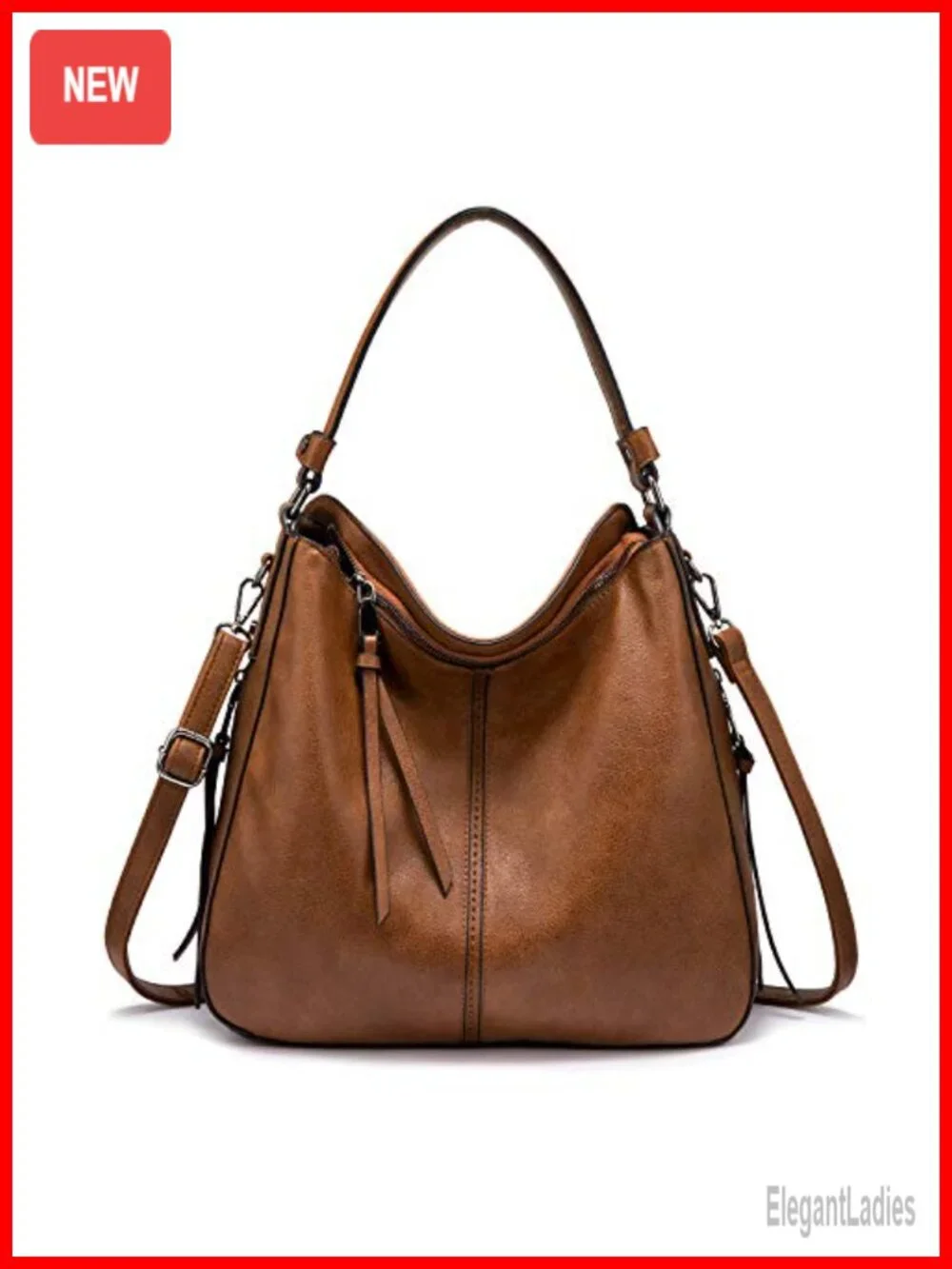 Faux Leather Hobo Crossbody Bag Large Capacity Shoulder Purse